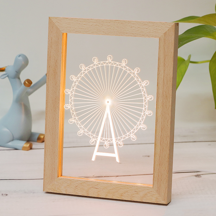 Wholesale wooden LED custom design photo frame