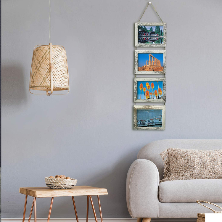 Distressed white wallmounted collage frame